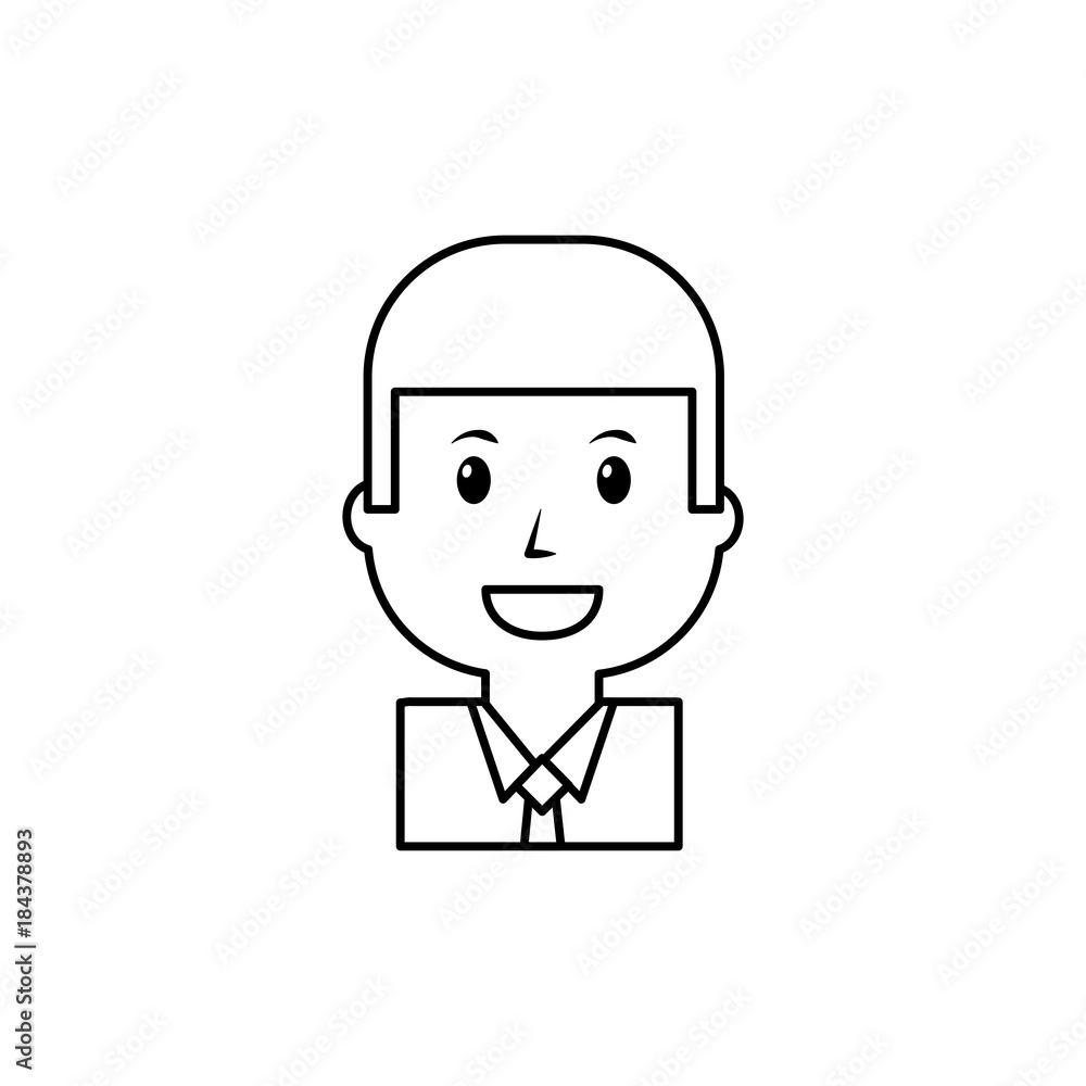 portrait businessman worker character cartoon vector illustration outline image