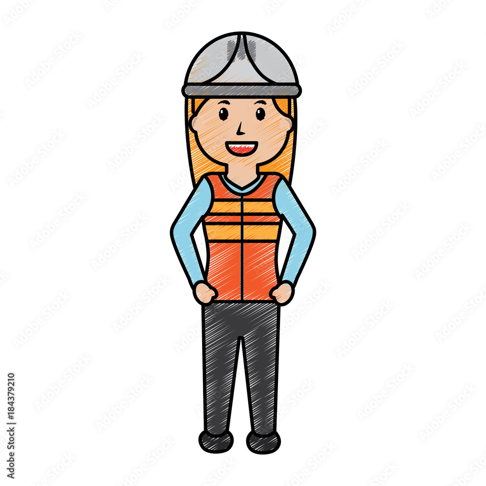 worker female construction character standing vector illustration drawing image worker female construction character standing vector illustration drawing image