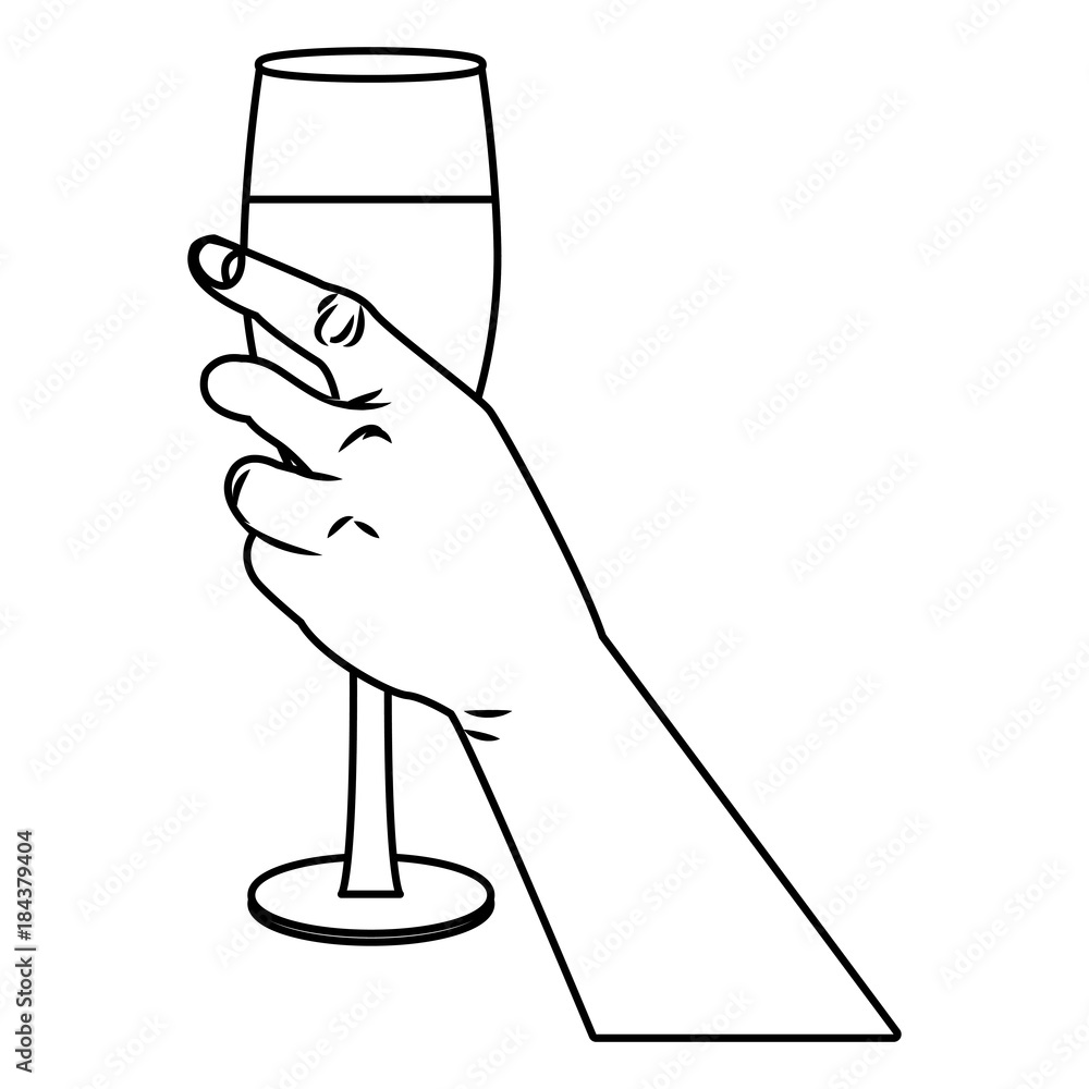 Hand with champagne cup Hand with champagne cup