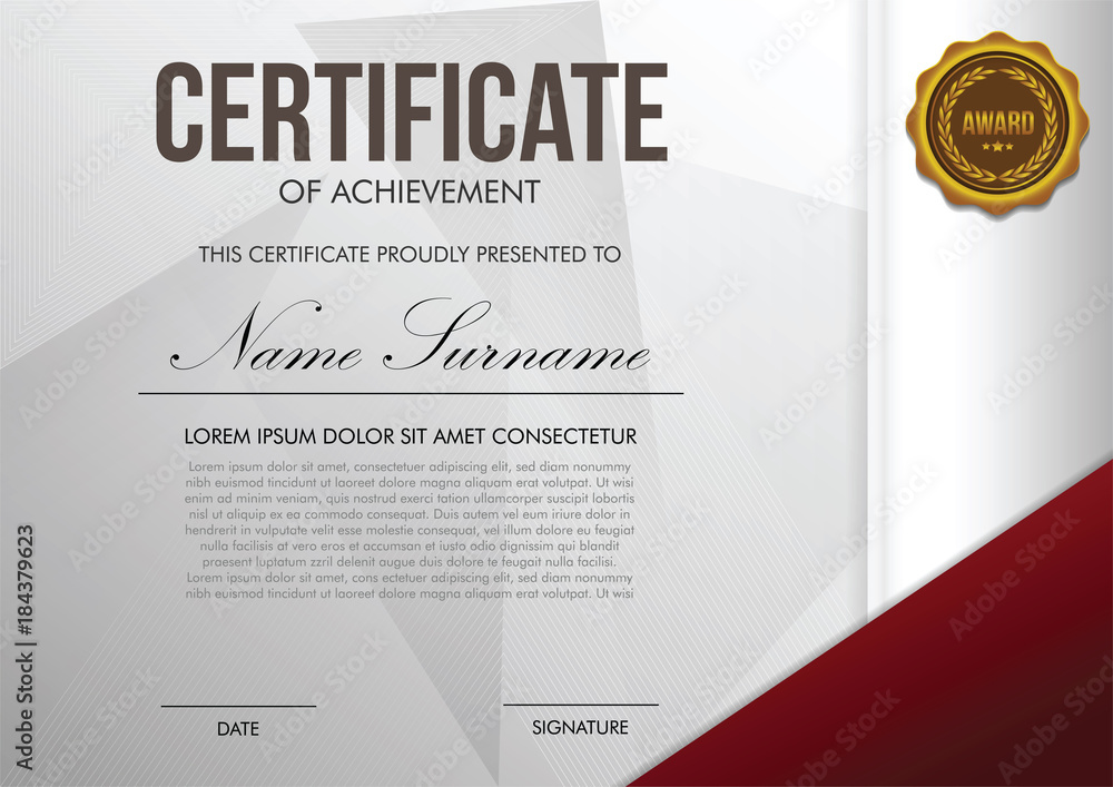 Obraz premium Certificate template with red color combination