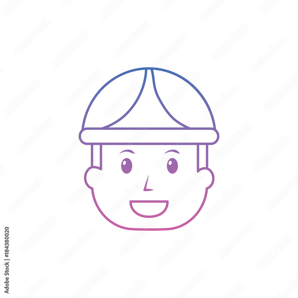 Obraz premium face man worker occupation with helmet protection vector illustration