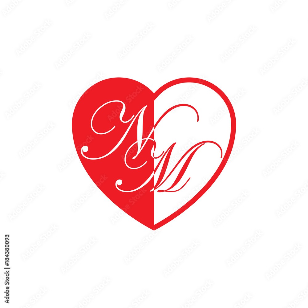 initial two letter love half shape initial two letter love half shape