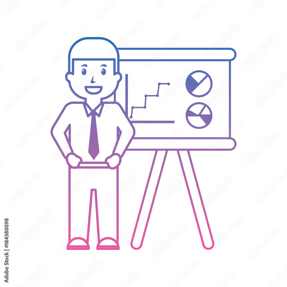 businessman worker standing with presentation board vector illustration