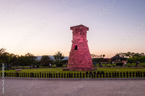 Beautiful Cheomseongdae with different light depending on the lighting. Gyeongju, South Korea photo