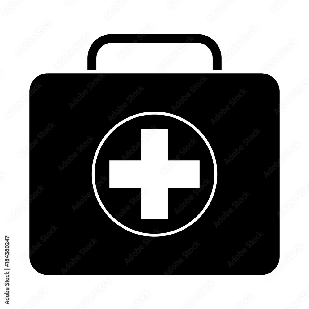 medical kit first aid emergency case vector illustration black image medical kit first aid emergency case vector illustration black image