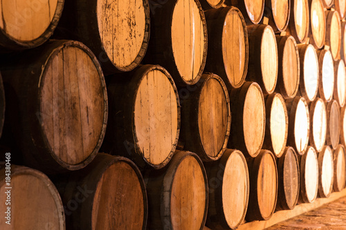 Obraz na płótnie Oak whisky barrels used to age tequila