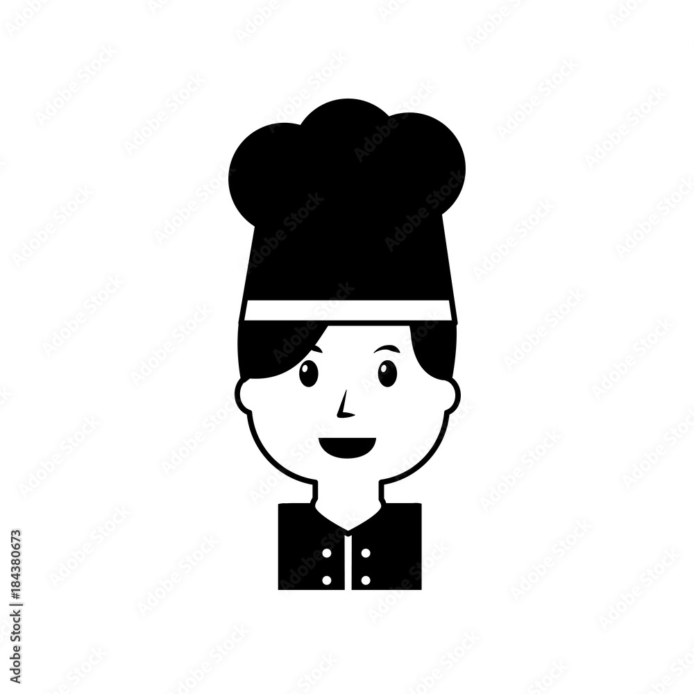 portrait chef woman occupation worker vector illustration black image
