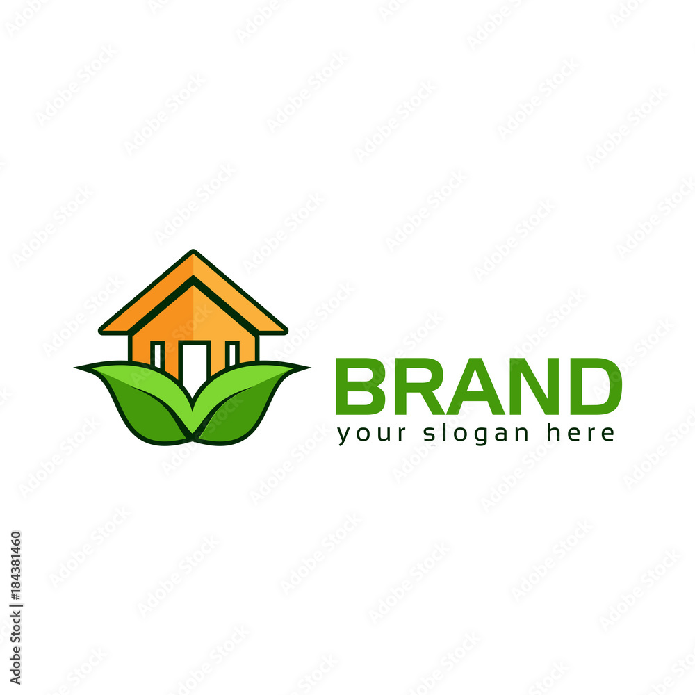 Leaf and house logo vector. Green Home Leaf and house logo vector. Green Home