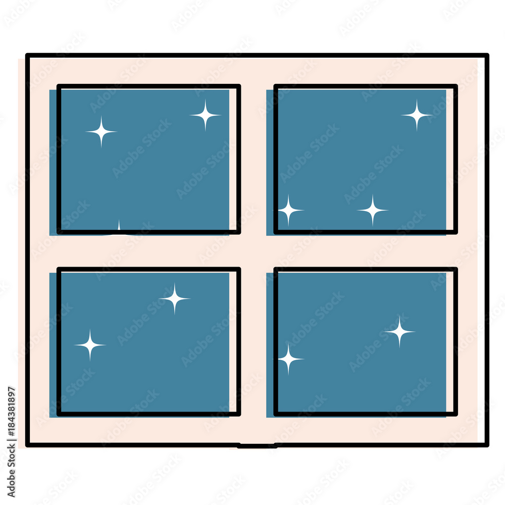 Fototapeta premium bedroom windows night isolated icon