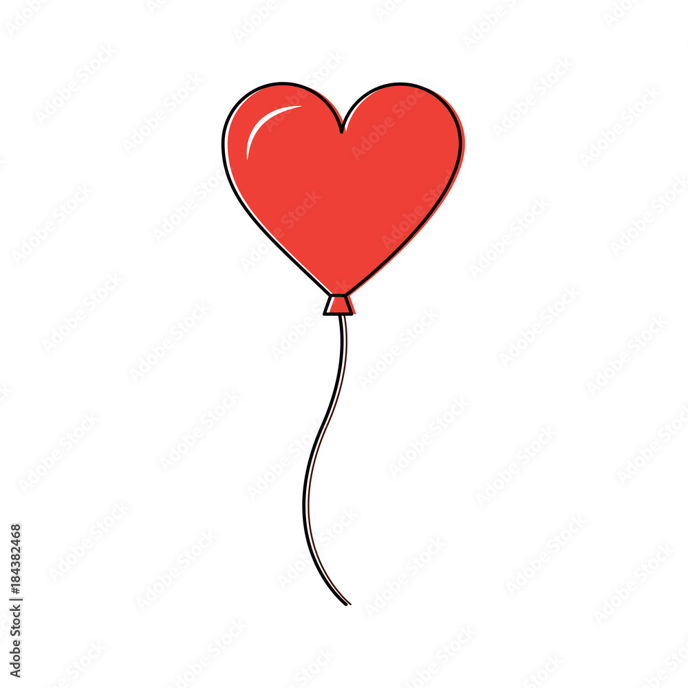 balloon shaped heart love passion vector illustration
