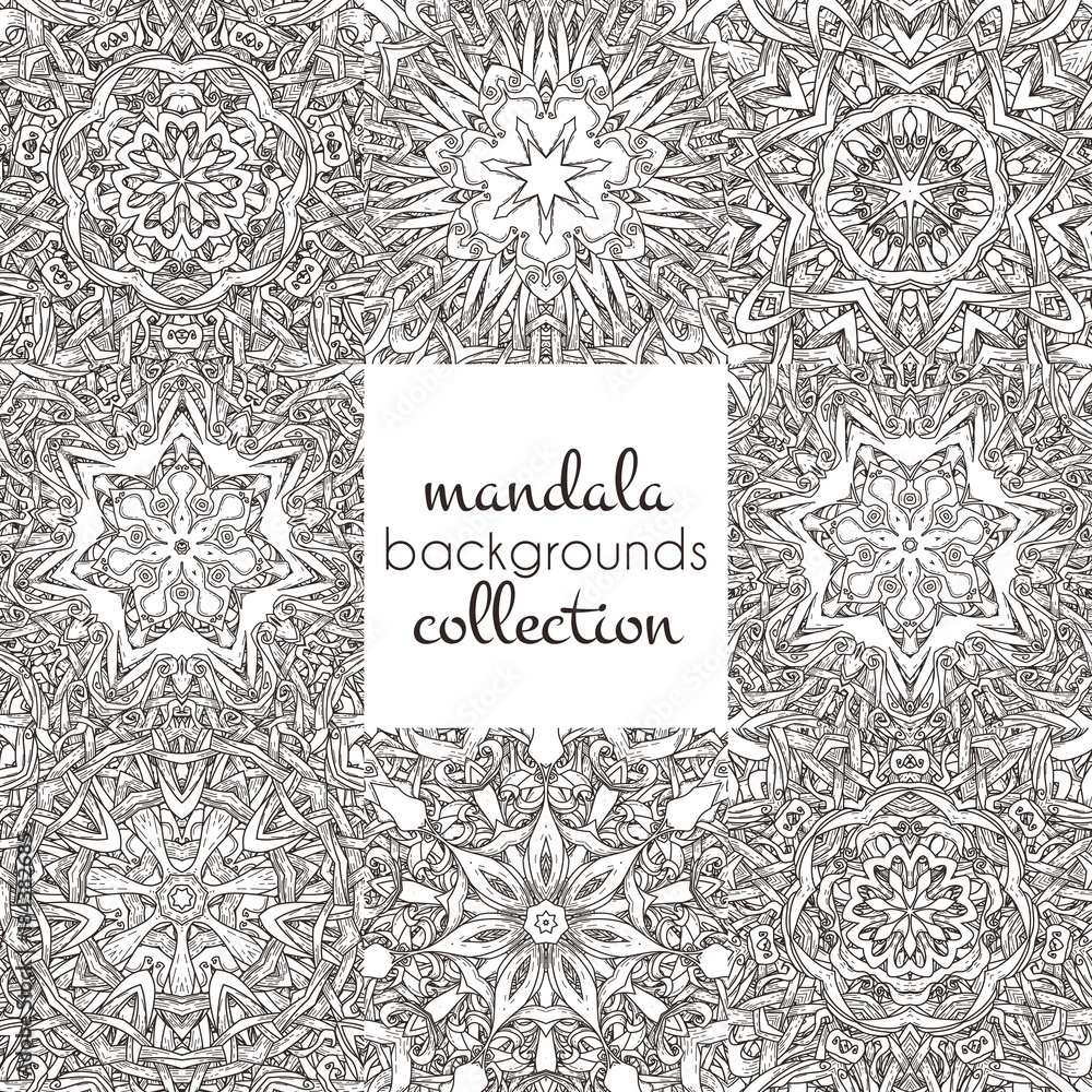 Set of vector seamless patterns in mandala style Set of vector seamless patterns in mandala style