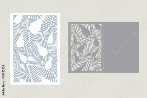 Card with a repeating geometric pattern for laser cut. Silhouette design. possible to use for birthday invitations, presentations, greetings, holidays, celebrations, save the date, wedding. Vector.