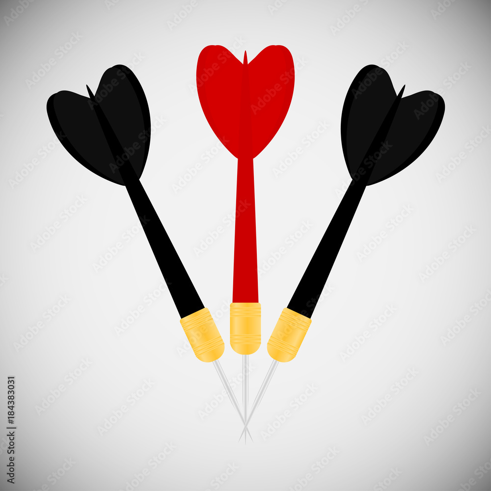 three dart. emblem. red and two black three dart. emblem. red and two black