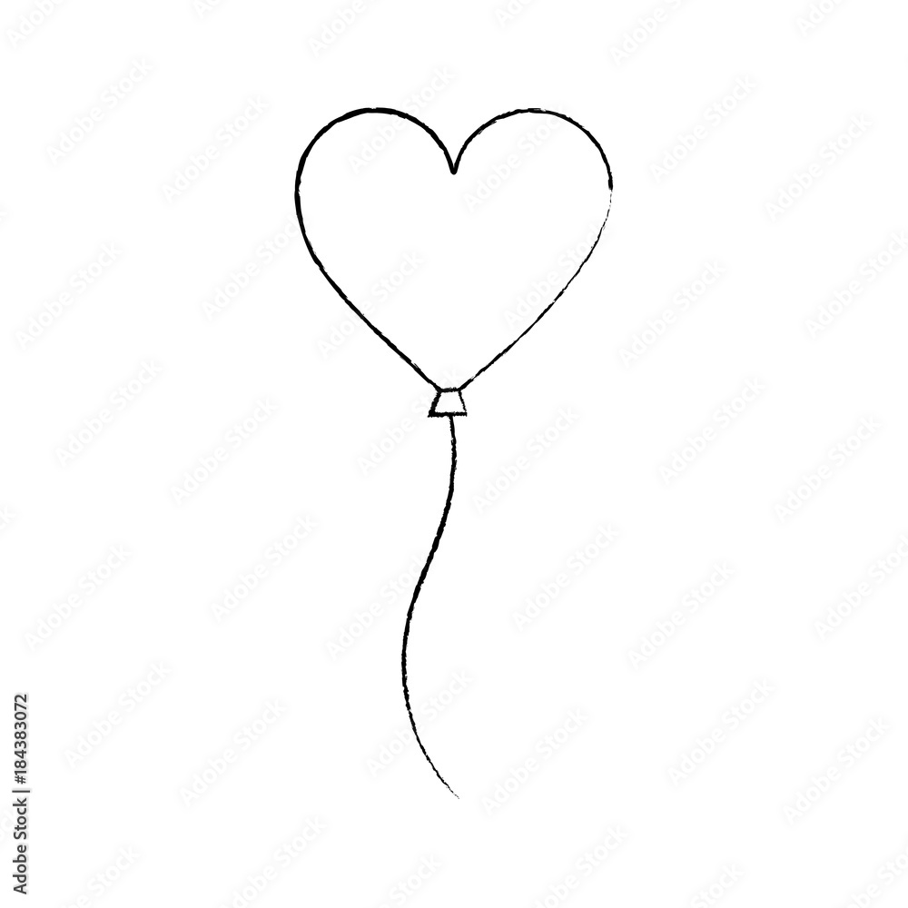 Fototapeta balloon shaped heart love passion vector illustration