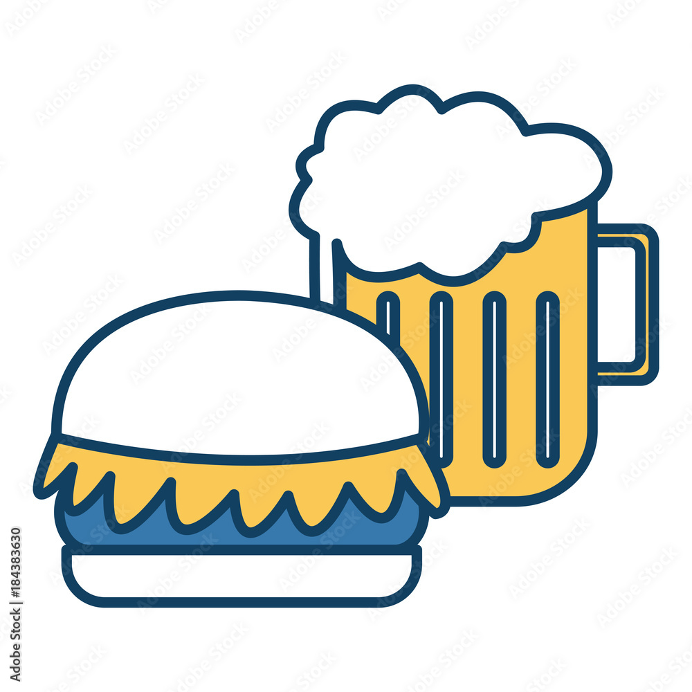 Hamburger and beer symbol Hamburger and beer symbol