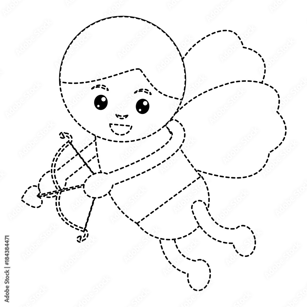 Fototapeta premium love cupid angel fly bow arrow romantic vector illustration