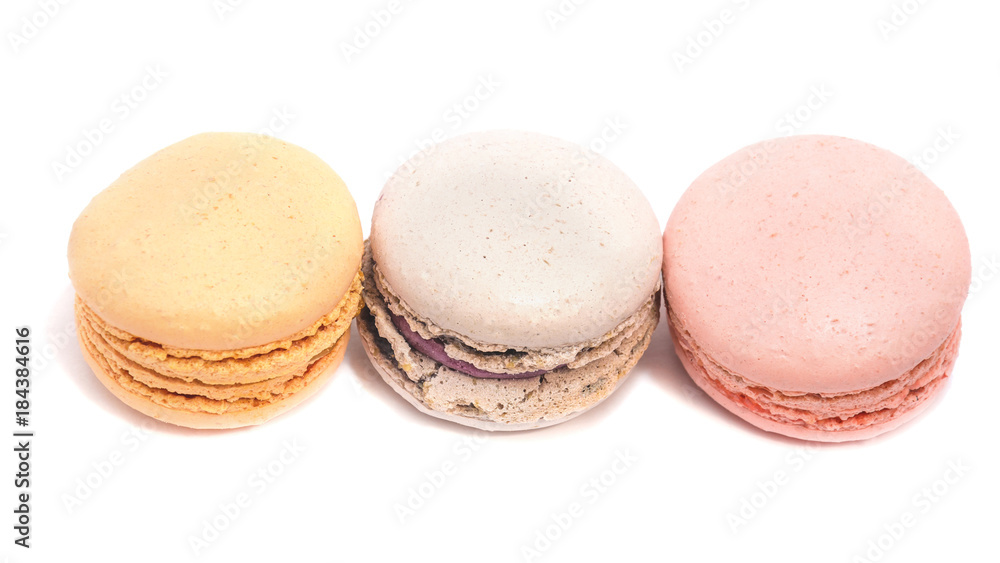 Appetizing cakes macaroons, isolate, close up Appetizing cakes macaroons, isolate, close up