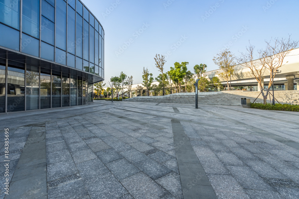 modern buildings and empty pavement in china..