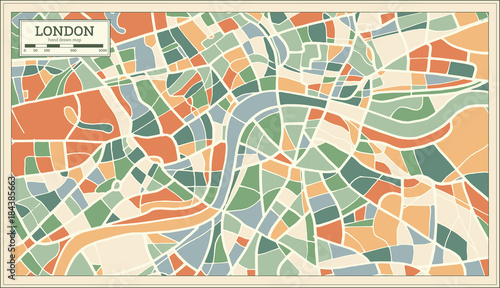 Photography London England Map in Abstract Retro Style.