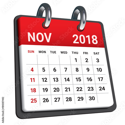 November 2018 calendar vector illustration
