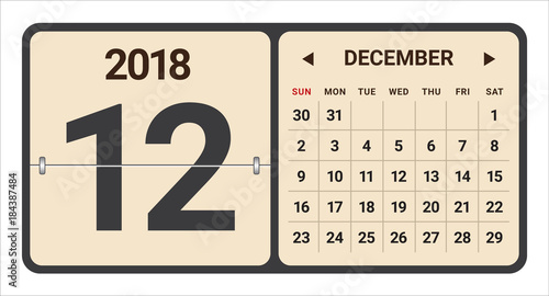 December 2018 calendar vector illustration
