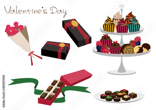 バレンタイン用の素材。チョコレートケーキの素材。ティータイム。