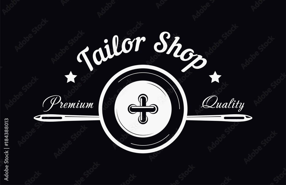 Tailor shop sewing needle and button premium vector dressmaker atelier ...