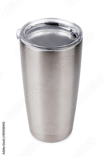 Obraz na płótnie thermos bottle, Tumbler glass on white background w salonie