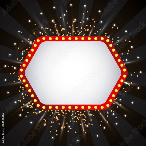 banner empty with glowing lapms stars and dark background vector illustration