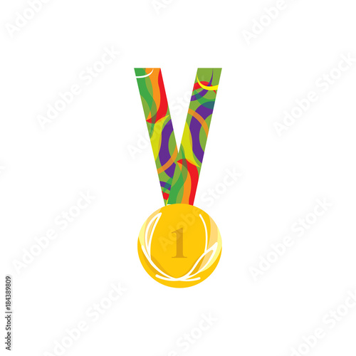 School medal symbol to intelligent student isolated on white background. vector illustration. photo