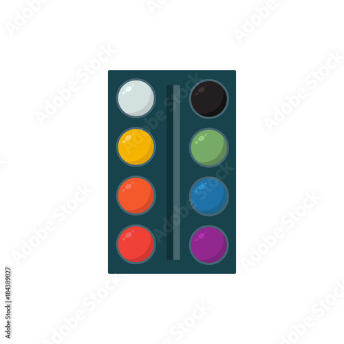 Oil painting palette. Isolated vector design on white background. Flat and cartoon style. photo