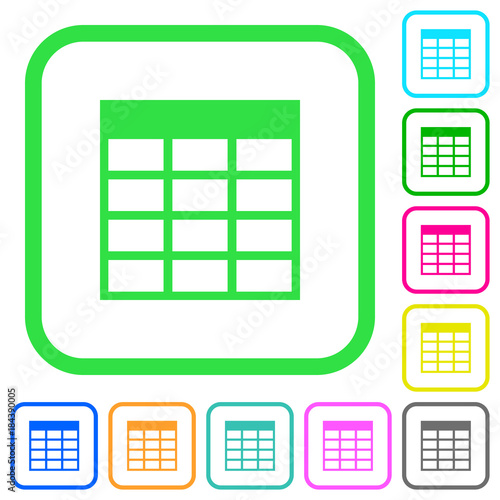 Spreadsheet table vivid colored flat icons icons