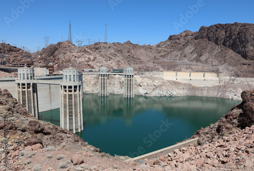 Hoover Dam on Colorado River at the Stateline of Nevada-Arizona. USA