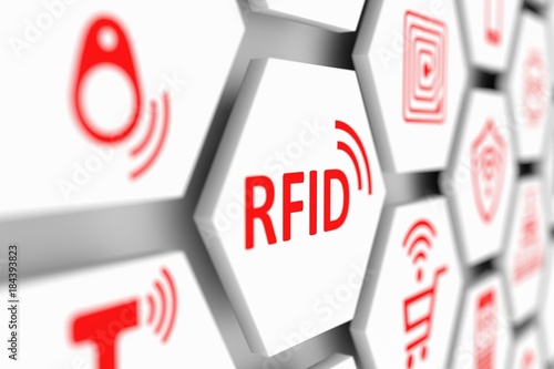 RFID concept cell blurred background 3d illustration photo