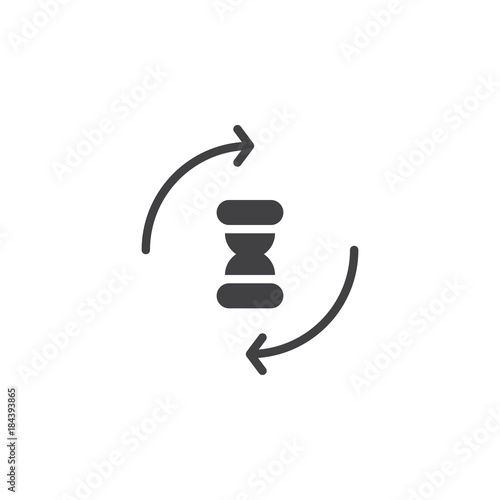 Hourglass with circling arrows icon vector, filled flat sign, solid pictogram isolated on white. Processing sandglass symbol, logo illustration.