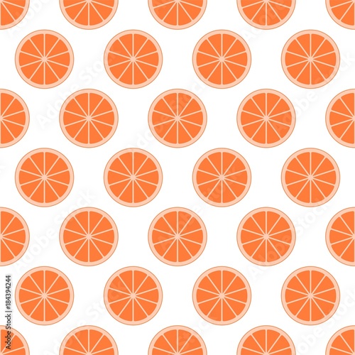 Orange citrus background of cut fresh juicy tangerine rings in row next to each other and alternately below. The concept of healthy fruit eat, diet meal 