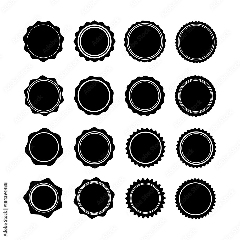 Set of circle seal stamp lace. Vector illustration. Isolated on white background Set of circle seal stamp lace. Vector illustration. Isolated on white background
