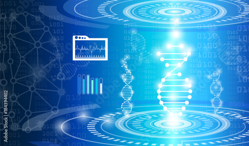 abstract background technology concept in blue light,brain and human body heal ,technology modern medical science in future and global international medical with tests analysis clone DNA human