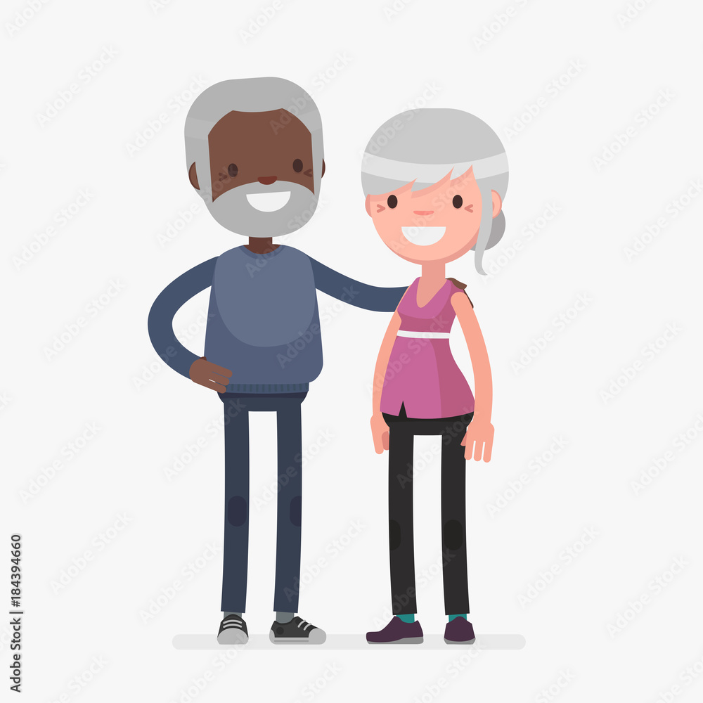 interracial cute couple vector illustration