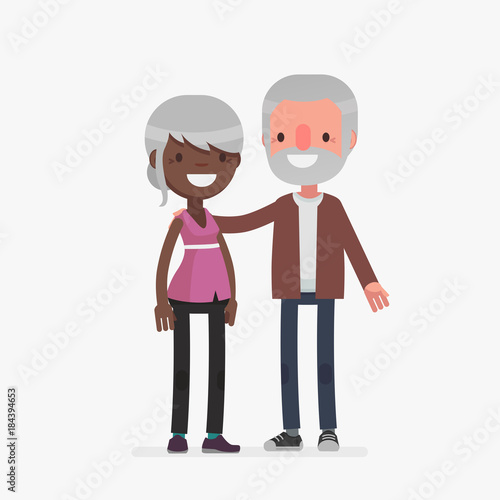 interracial cute couple vector illustration