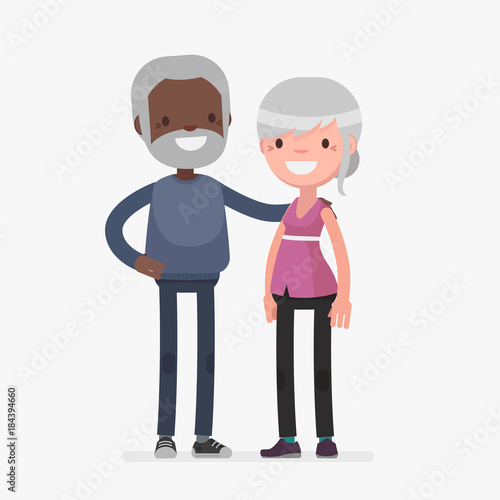 interracial cute couple vector illustration