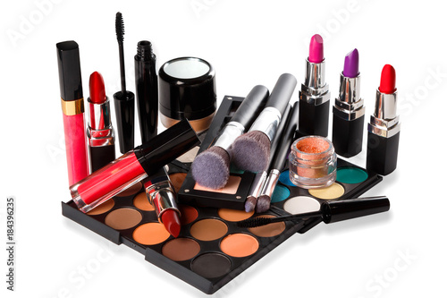Set of different makeup objects