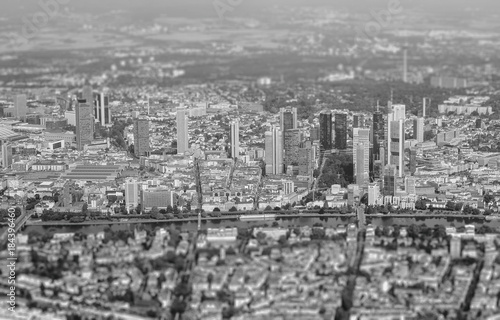 Aerial view of Frankfurt am Main  Germany. White and black.