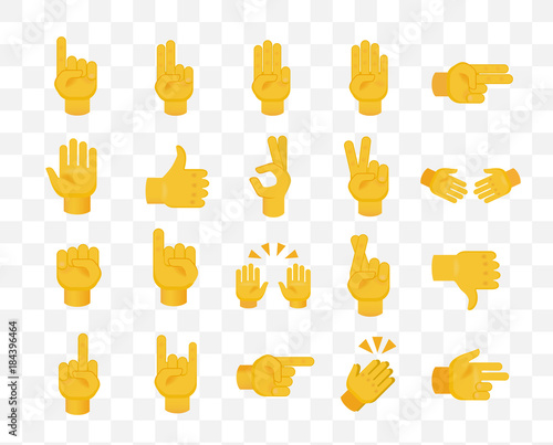 Set of Hands on Transparent Background . Isolated Vector Illustration 