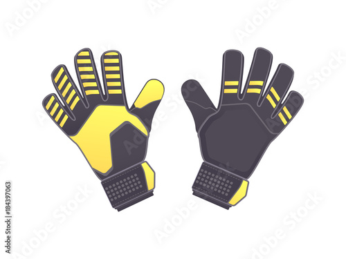 Goalkeeper protection gloves. Vector illustration. Soccer goalkeepers gloves isolated on white background photo