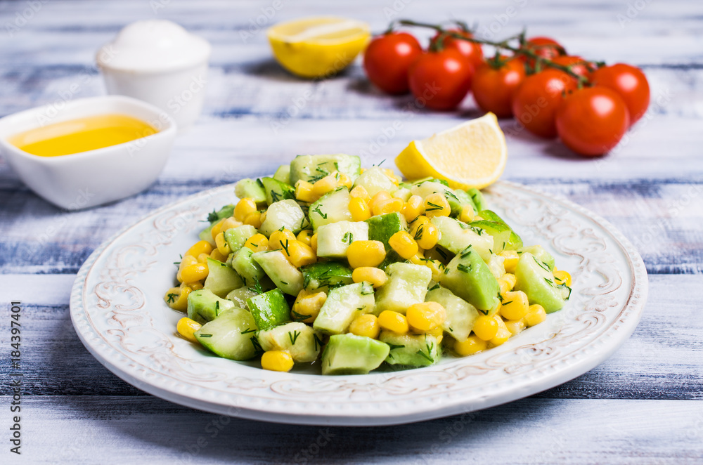 Portion salad with raw vegetables Portion salad with raw vegetables