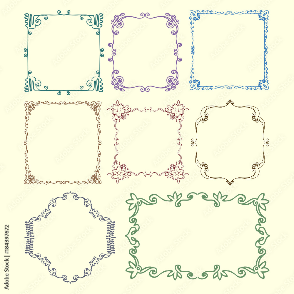 set of ornamental label isolated on white, flourish square style set of ornamental label isolated on white, flourish square style