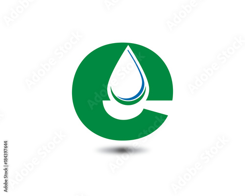 e letter water drop logo