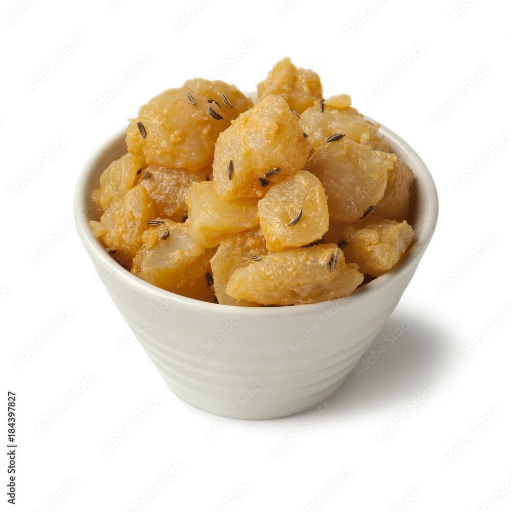 Traditional Slovak pieces of hand cheese with caraway seeds in a bowl Traditional Slovak pieces of hand cheese with caraway seeds in a bowl