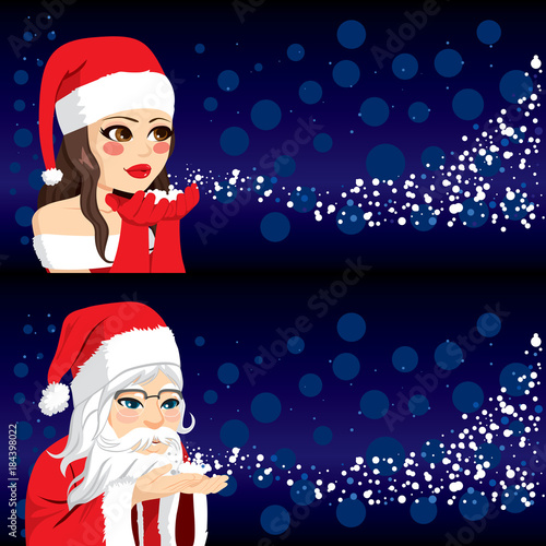 Young woman and old Santa C...